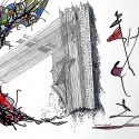 #734, Abstract Drawing, Pen & Ink & watercolor, surrealism. Art under $500