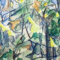 #802 Watercolor, abstract forest
