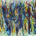 #822 Abstract watercolor, with pen and ink, abstract forest. art under $500