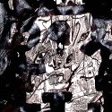 #823, Abstract Drawing, Black and White. Pen & Ink, Acrylic. Face in the Mirror
