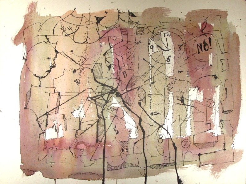 #1264 Cosmic Blunder, Ink, Watercolor, Acrylic Ink Willard Art