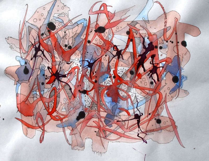#1275 Acrylic and India Ink, Watercolor, Willard Art