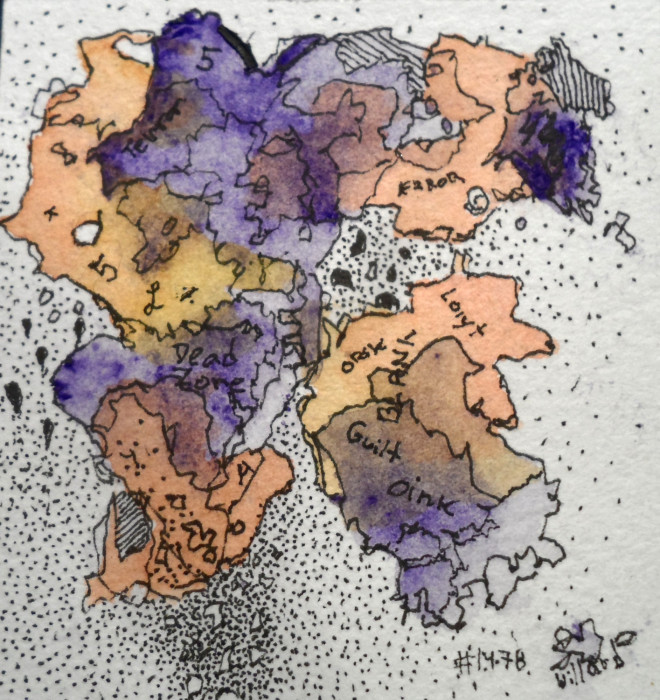 #1478, Miniature, Pen & Ink, Willard Art, Watercolor