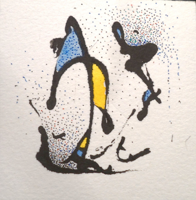 #1469, Willard Art, Miniature, Pen & Ink, Watercolor