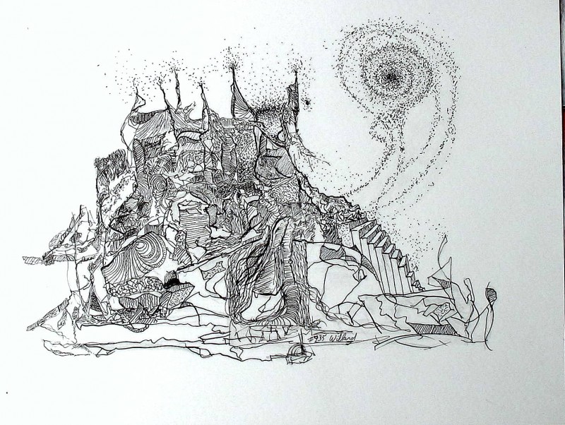 #735 Pen & Ink, Surrealism, abstract Drawing.