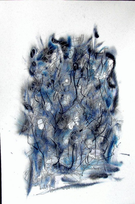 #826 Willard Art, Abstract in blue and gray, 