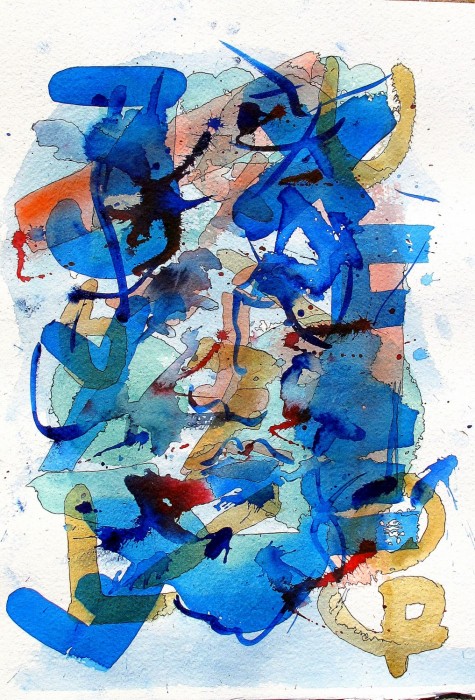 #883 watercolor & ink, abstract