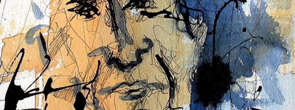 #892 Watercolor and ink, figurative abstract